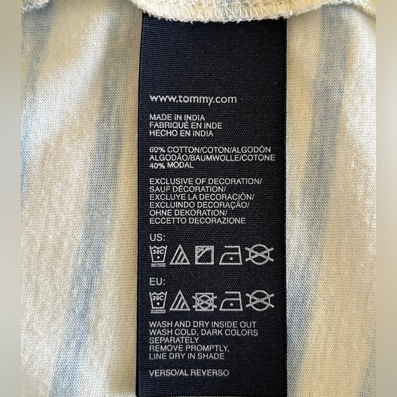 Tommy Hilfiger Striped Pullover Mini Dress Side Pockets Drawstring Waist Medium - Picture 7 of 9